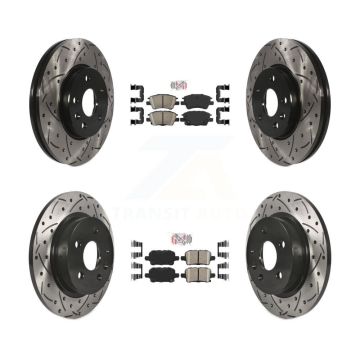 Front Rear Ceramic Pad & Coated Drilled Slotted Disc Brake Rotors Kit For Chevrolet Cruze KDA-100885