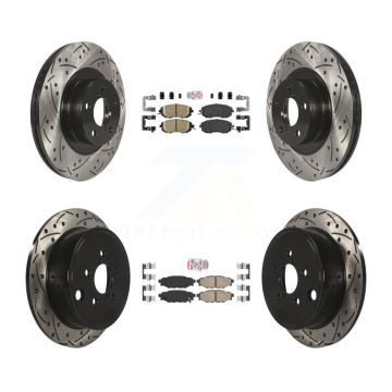 Front Rear Ceramic Pad & Drilled Slot Brake Rotor Kit For Subaru Impreza Forester Outback KDA-100890