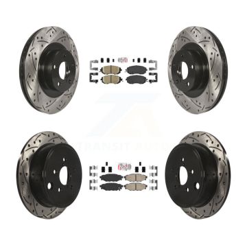 Front Rear Ceramic Pad & Drilled Slot Brake Rotor Kit For Subaru Impreza Forester Outback KDA-100891