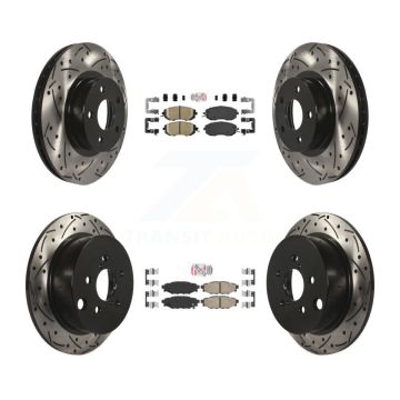 Front Rear Ceramic Pad And Coated Drilled Slotted Disc Brake Rotor Kit For Subaru Impreza KDA-100895