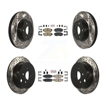 Front Rear Ceramic Pad And Coated Drilled Slotted Disc Brake Rotor Kit For Subaru Impreza KDA-100896