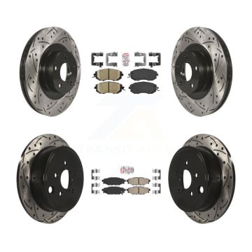 Front Rear Ceramic Pad & Drilled Slot Brake Rotor Kit For Subaru Impreza Forester Outback KDA-100897