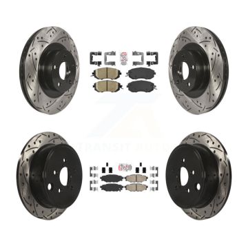 Front Rear Ceramic Pad & Drilled Slot Brake Rotor Kit For Subaru Impreza Forester Outback KDA-100898
