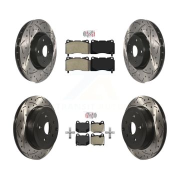 Front Rear Semi-Metallic Pad Drilled Slot Disc Brake Rotor Kit For Subaru Impreza WRX STI KDA-100904