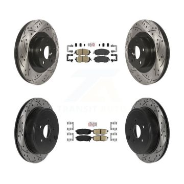 Front Rear Ceramic Pad Coated Drilled Slot Disc Brake Rotors Kit For Subaru BRZ Toyota 86 KDA-100911