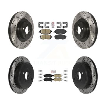 Front Rear Ceramic Pad Coated Drilled Slot Disc Brake Rotors Kit For Subaru BRZ Toyota 86 KDA-100912