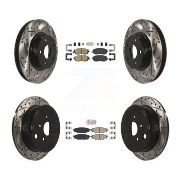 Front Rear Ceramic Pad And Coated Drilled Slotted Disc Brake Rotor Kit For Subaru Impreza KDA-100913