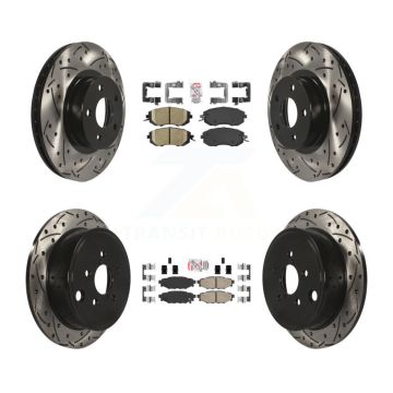 Front Rear Ceramic Pad And Coated Drilled Slotted Disc Brake Rotor Kit For Subaru Impreza KDA-100916