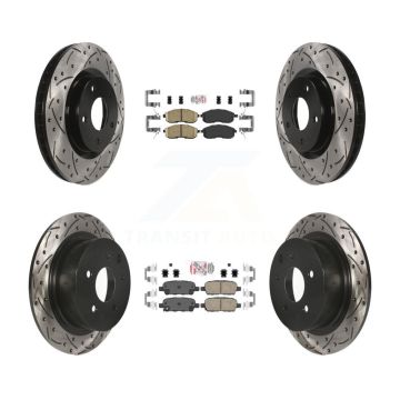 Front Rear Ceramic Pad Drilled Slot Disc Brake Rotor Kit For 2007-2012 Nissan Sentra SE-R KDA-100929
