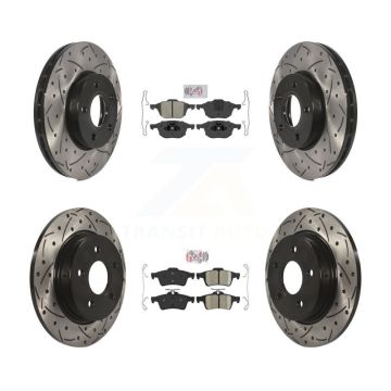 Front Semi-Metallic Rear Ceramic Pad Coat Drill Slot Disc Brake Rotors Kit For Ford Focus KDA-100942