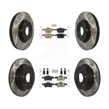 Front Rear Ceramic Pad Coated Drilled Slotted Disc Brake Rotors Kit For Ford Escape C-Max KDA-100945