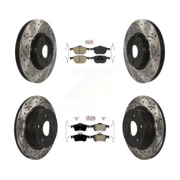 Front Ceramic Rear Semi-Metallic Pad Drill Slot Brake Rotors Kit For Ford Transit Connect KDA-100948