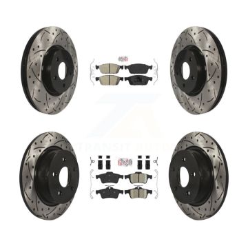 Front Rear Ceramic Pad Drilled Slot Disc Brake Rotors Kit For Ford Escape Transit Connect KDA-100950