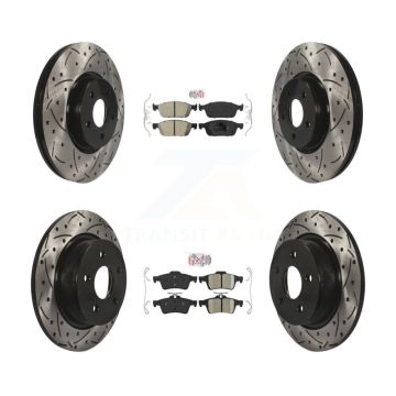 Front Rear Ceramic Pad Drilled Slot Disc Brake Rotors Kit For Ford Escape Transit Connect KDA-100951