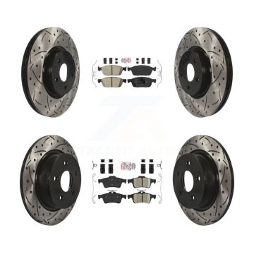 Front Rear Ceramic Pad Drilled Slot Disc Brake Rotors Kit For Ford Escape Transit Connect KDA-100959