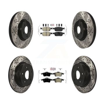 Front Ceramic Rear Semi-Metallic Pad Drilled Slot Brake Rotor Kit For Ford Escape Transit KDA-100961