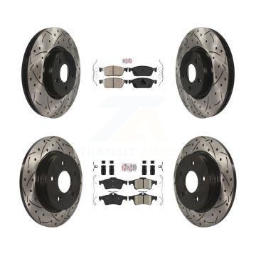 Front Rear Ceramic Pad Coated Drill Slot Disc Brake Rotor Kit For 2013-2018 Ford Focus ST KDA-100962