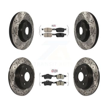 Front Rear Ceramic Pad Coated Drill Slot Disc Brake Rotor Kit For 2013-2018 Ford Focus ST KDA-100963