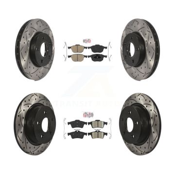 Front Rear Ceramic Pads And Coated Drilled Slotted Disc Brake Rotors Kit For Ford C-Max KDA-100966