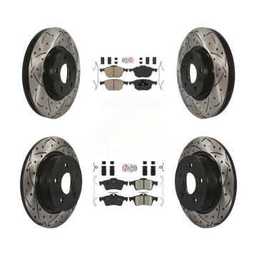 Front Rear Ceramic Pad Coated Drilled Slotted Disc Brake Rotors Kit For Ford Escape C-Max KDA-100968