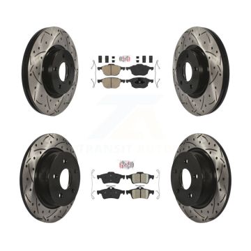 Front Rear Ceramic Pad Coated Drilled Slotted Disc Brake Rotors Kit For Ford Escape C-Max KDA-100970