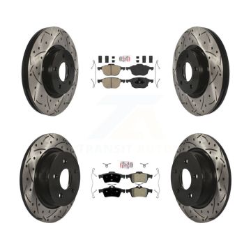 Front Ceramic Rear Semi-Metallic Pad & Drilled Slot Brake Rotor Kit For Ford Escape C-Max KDA-100972