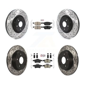 Front Rear Ceramic Pad Coated Drill Slot Disc Brake Rotor Kit For 2013-2018 Ford Focus ST KDA-100977