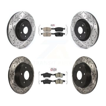 Front Rear Ceramic Pad Coated Drill Slot Disc Brake Rotor Kit For 2013-2018 Ford Focus ST KDA-100978