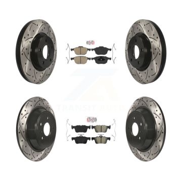 Front Ceramic Rear Semi-Metallic Pad Coat Drill Slot Disc Brake Rotor Kit For Ford Escape KDA-100984