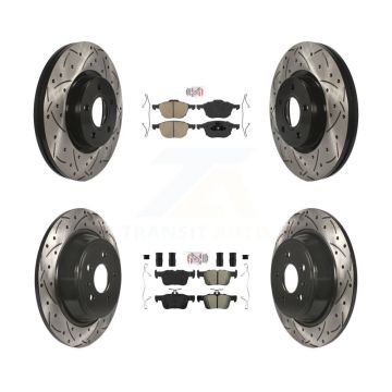 Front Ceramic Rear Semi-Metallic Pad Coat Drill Slot Disc Brake Rotor Kit For Ford Escape KDA-100986