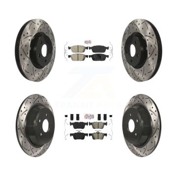 Front Ceramic Rear Semi-Metallic Pad Drilled Slot Brake Rotor Kit For Ford Escape Lincoln KDA-100988