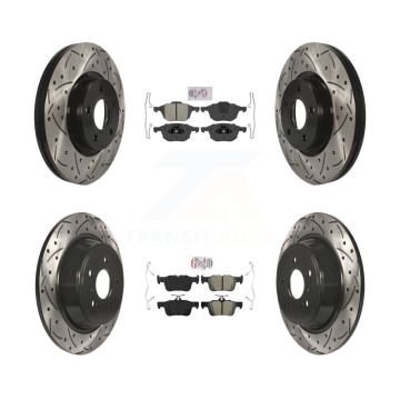 Front Rear Semi-Metallic Pad Coated Drilled Slotted Disc Brake Rotors Kit For Ford Escape KDA-100990