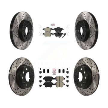 Front Rear Semi-Metallic Pad Coated Drill Slot Disc Brake Rotor Kit For Volkswagen Beetle KDA-101005