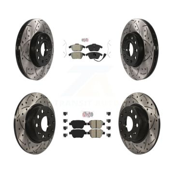 Front Rear Semi-Metallic Pad Coated Drill Slot Disc Brake Rotor Kit For Volkswagen Beetle KDA-101006