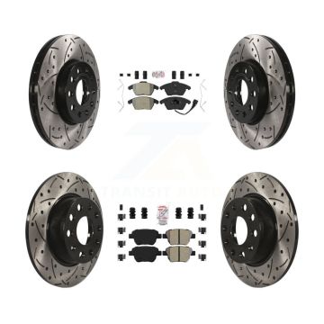Front Rear Semi-Metallic Pad Coated Drill Slot Disc Brake Rotor Kit For Volkswagen Beetle KDA-101008