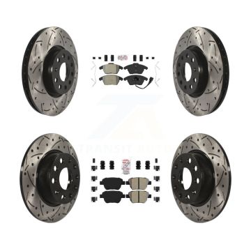 Front Rear Semi-Metallic Pad Drilled Slot Disc Brake Rotors Kit For Volkswagen Beetle GTI KDA-101010