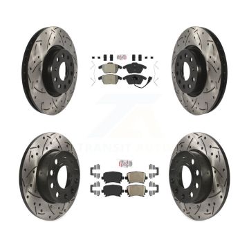 Front Semi-Metallic Rear Ceramic Pad Drill Slot Brake Rotors Kit For 2008 Audi A3 Quattro KDA-101017