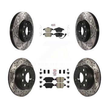 Front Rear Semi-Metallic Pad Drilled Slot Brake Rotors Kit For Volkswagen Jetta 1.8L/1.4L KDA-101020
