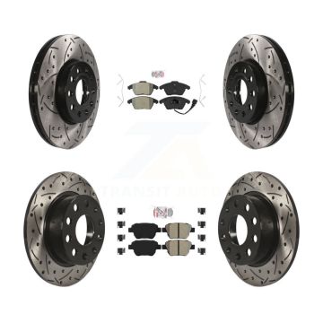 Front Rear Semi-Metallic Pad Drilled Slot Brake Rotors Kit For Volkswagen Jetta 1.8L/1.4L KDA-101022