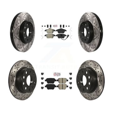Front Rear Semi-Metallic Pad Drilled Slot Brake Rotors Kit For Volkswagen Jetta 1.8L/1.4L KDA-101028