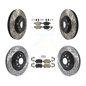 Front Semi-Metallic Rear Ceramic Pad Drill Slot Brake Rotors Kit For Volkswagen Passat CC KDA-101041