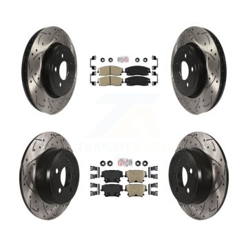 Front Rear Ceramic Pad Drilled Slot Brake Rotor Kit For 15-18 Dodge Charger RWD with 3.6L KDA-101058