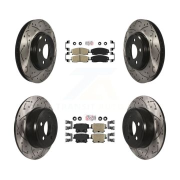 Front Rear Ceramic Pad Drilled Slot Brake Rotor Kit For Dodge Charger Chrysler 300 Magnum KDA-101059