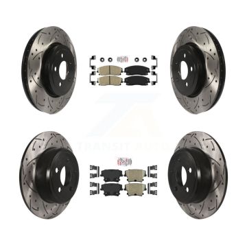 Front Rear Ceramic Pad Drilled Slot Brake Rotor Kit For 15-18 Dodge Charger RWD with 3.6L KDA-101060