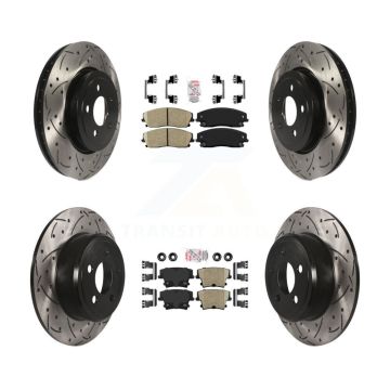 Front Rear Ceramic Pad Drilled Slot Brake Rotor Kit For 15-18 Dodge Charger RWD with 3.6L KDA-101062