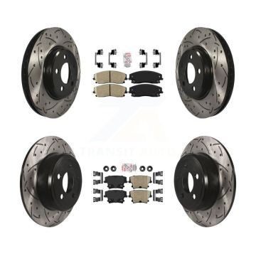 Front Rear Ceramic Pad Drilled Slot Brake Rotor Kit For Dodge Charger Chrysler 300 Magnum KDA-101063