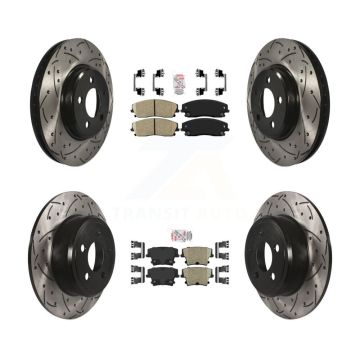 Front Rear Ceramic Pad Drilled Slot Brake Rotor Kit For Dodge Charger Chrysler 300 Magnum KDA-101065