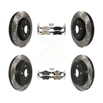Front Rear Ceramic Pad Coated Drill Slot Disc Brake Rotors Kit For Jeep Grand Cherokee WK KDA-101098