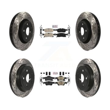 Front Rear Ceramic Pad Coated Drill Slot Disc Brake Rotors Kit For Jeep Grand Cherokee WK KDA-101099