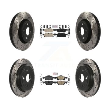 Front Rear Ceramic Pad Coated Drill Slot Disc Brake Rotors Kit For Jeep Grand Cherokee WK KDA-101100